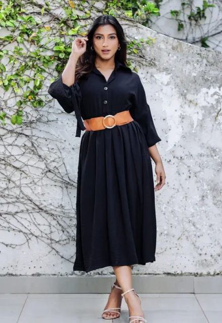 Gathered Long Sleeve Cocktail Dress