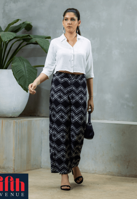 Abstract Print Wide Leg Pants